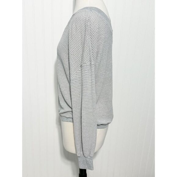 Women's Waffle Knit V-Neck Casual‎ Long Sleeve Pullover Sweater Gray Size Large - Picture 8 of 12